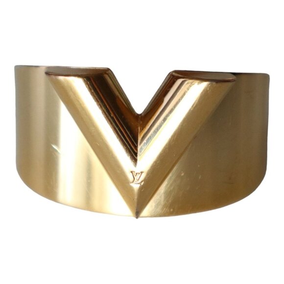 Louis Vuitton Essential V Cuff Gold Tone Metal Bracelet - Picture 1 of 8
